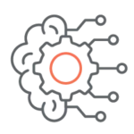 Illustration représentant un engrenage et des réseau de neurone pour illustrer la formation Machine Learning