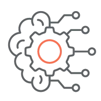 Illustration mit einem Zahnrad und neuronalen Netzen zur Veranschaulichung des Machine-Learning-Trainings
